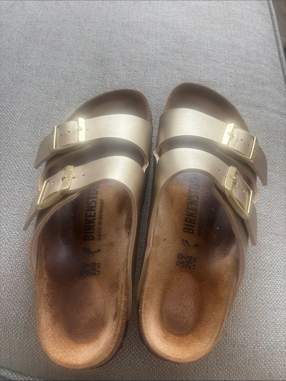 Birkenstock Arizona Metallic gold Two-Strap Sandal - Women's